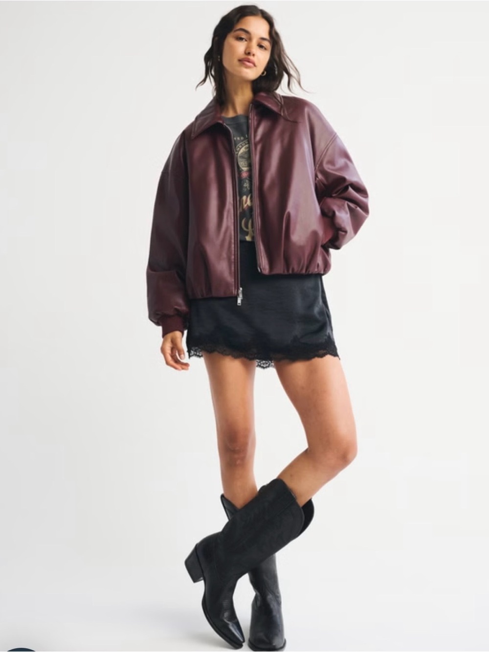 Abercrombie & Fitch Women's Vegan Leather Hem Coat -